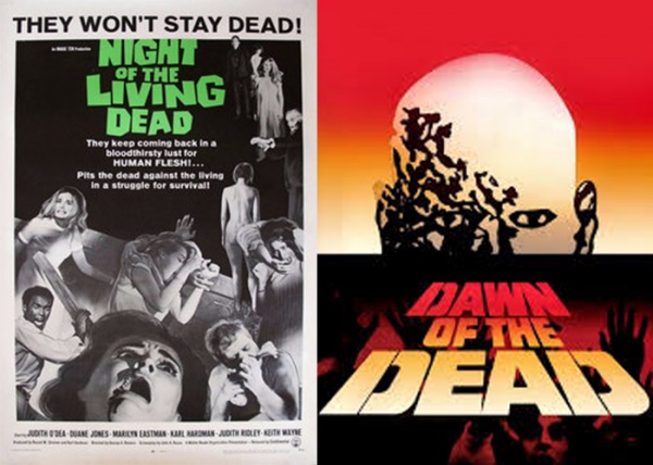Night of the Living Dead and Dawn of the Dead posters
